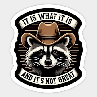 It Is What It Is and It's Not Great Western Raccoon Sticker